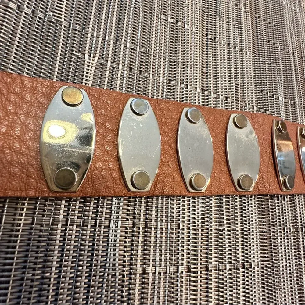 Western Brown Leather Bracelet Gold Metal Cuff Coastal Cowgirl Casual Jewelry